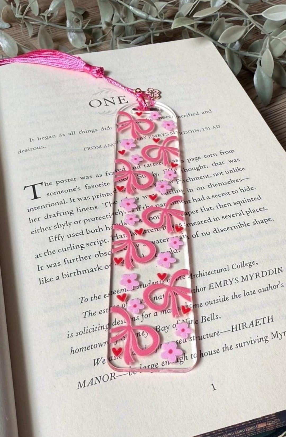 Pink Ribbons Acrylic Bookmark, Double-sided, Cute Bookmark, Bookish ...