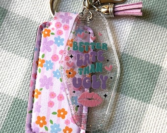 better late than ugly keychain with chapstick holder