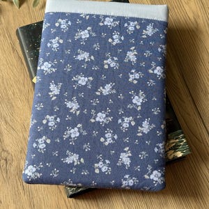 Blue Flowers Padded Book Sleeve with Pocket
