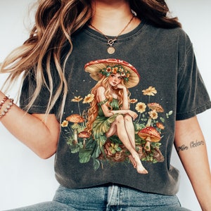 Vintage Cottagecore Fairy Forestcore Shirt, Woodland Witch Clothes, Granola Girl Shirt, Naturelover Shirt, Fairycore Shirt, Mushroom Tshirt