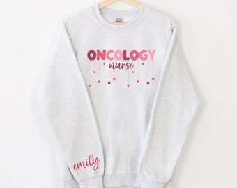 Personalised Valentines Oncology Nurse Sweatshirt, Cancer Nurse Oncology Squad, Oncologist Gift, Hematology oncology, Nurses Week Gift