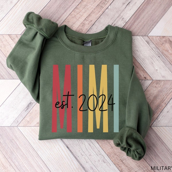 Personalized Mimi Sweatshirt, Mimi Nana Sweater, Mimi Birthday Gift, Kids Names On Sleeve Gift From Grandkids, Custom Mimi Est Sweatshirt
