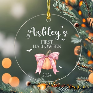 Custom First Halloween Acrylic Ornament, Personalized Babys First Halloween Gift, Halloween Decor, Baby's First Bauble, My First Halloween