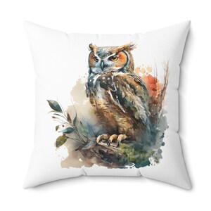 Owl Nature Cottagecore Throw Pillow, Decorative pillows for bed, Fairytale pillows, Boho Botanical Forest pillow, Woodland Forest pillow