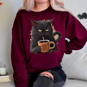 Black Cat Halloween Sweatshirt, Karma Is A Cat Sweatshirt, Cat Halloween Shirt, Crazy Cat Lady, Mystical Witch Sweatshirt, Angry Black Cat