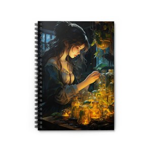 Tarot Witch Notebook, Witchy Moon Phases Spiral Journal, Dream Journal, Spellbook, Green witch grimoire, Celestial Witches journal