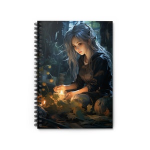 Spiral Notebooks With Moons, Witchy Moon Phases Spiral Journal, Dream Journal, Spellbook, Green witch grimoire, Celestial Witches journal