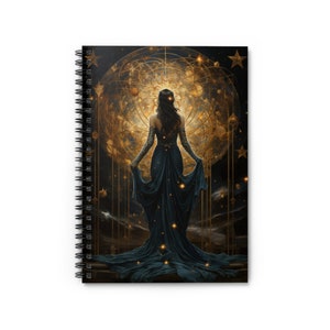 Spiral Notebooks With Moons, Witchy Moon Phases Spiral Journal, Dream Journal, Spellbook, Green witch grimoire, Celestial Witches journal