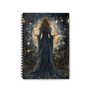 Spiral Notebooks With Moons, Witchy Moon Phases Spiral Journal, Dream Journal, Spellbook, Green witch grimoire, cottage core journal