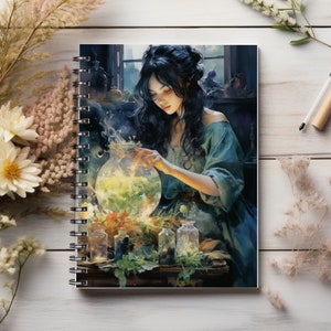 Witchy Astrology Tarot Journal, Dream Journal, Spellbook, Green Witch Grimoire, Cottagecore Travelers Notebook, Tarot Workbook, 2024 Planner