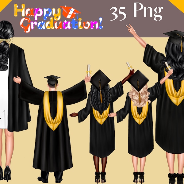 Graduation Girl Clipart, Classmates Clipart, School png, College Senior Clipart Fashion Illustrations