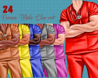 NURSES Male gift Clip art, Nurse Png Bundle, Doctor Nurse Clipart, African American Clipart, nurse Fashion Illustration, NURSE GRAPHICS png