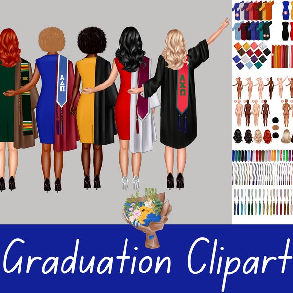 Graduation girls, Graduation Clipart, Graduation students, Graduation gowns, Sublimation Design, Grad hat, Girl's clipart