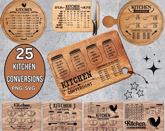 Kitchen Conversion Cutting Board Svg,  Kitchen Measurements Svg, Cutting Board png, Kitchen Sign Graphic Laser Cut File, Funny Kitchen Sign