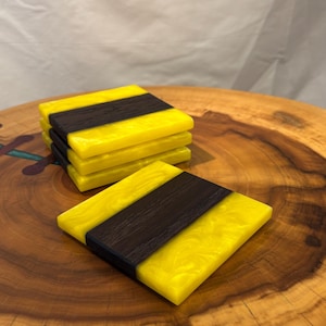Drink Coasters / Roasted Oak Resin Drink Coasters / Resin Coasters / Set of 4 / Wood Coaster / River Coasters