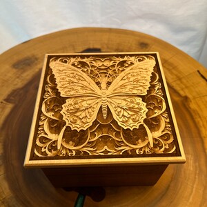 Butterfly Boxwood Pattern Walnut Maple Butterfly Box: 3D Laser Engraved Keepsake Jewelry Box - Etsy