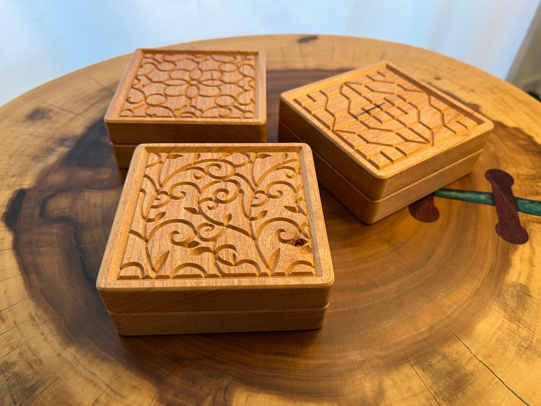 Wood Box / Wooden Box With Lid / CNC Engraved Lid / Hand Crafted