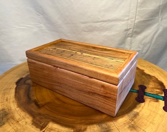 Wood Box / Wooden Box with Lid / Hand Crafted / Keepsake Box / Cherry and Spalted Oak / Jewelry Box / Storage box