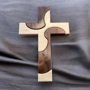 Wood Cross |  Wall Decor | Wall Art |  Hardwood Cross | Walnut and Maple Cross | Religious Wall Decor | Spiritual Cross