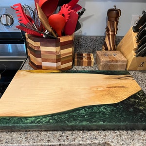 Resin Charcuterie Board | Live Edge River | Epoxy | Food Safe Finish | Cutting Board | Maple Wood | Non-Slip Feet