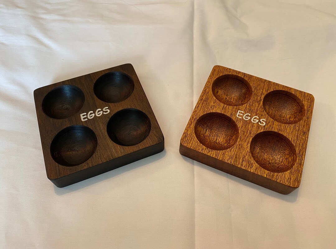 Egg Tray / Egg Holder / Holds 4 Eggs / Walnut and Mahogany Etsy