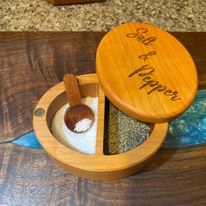 Salt Cellar / Salt and Pepper Cellar / Wood Salt Cellar / Salt Cellar with Spoon / Cherry Salt Cellar / Salt Keep / Salt Box
