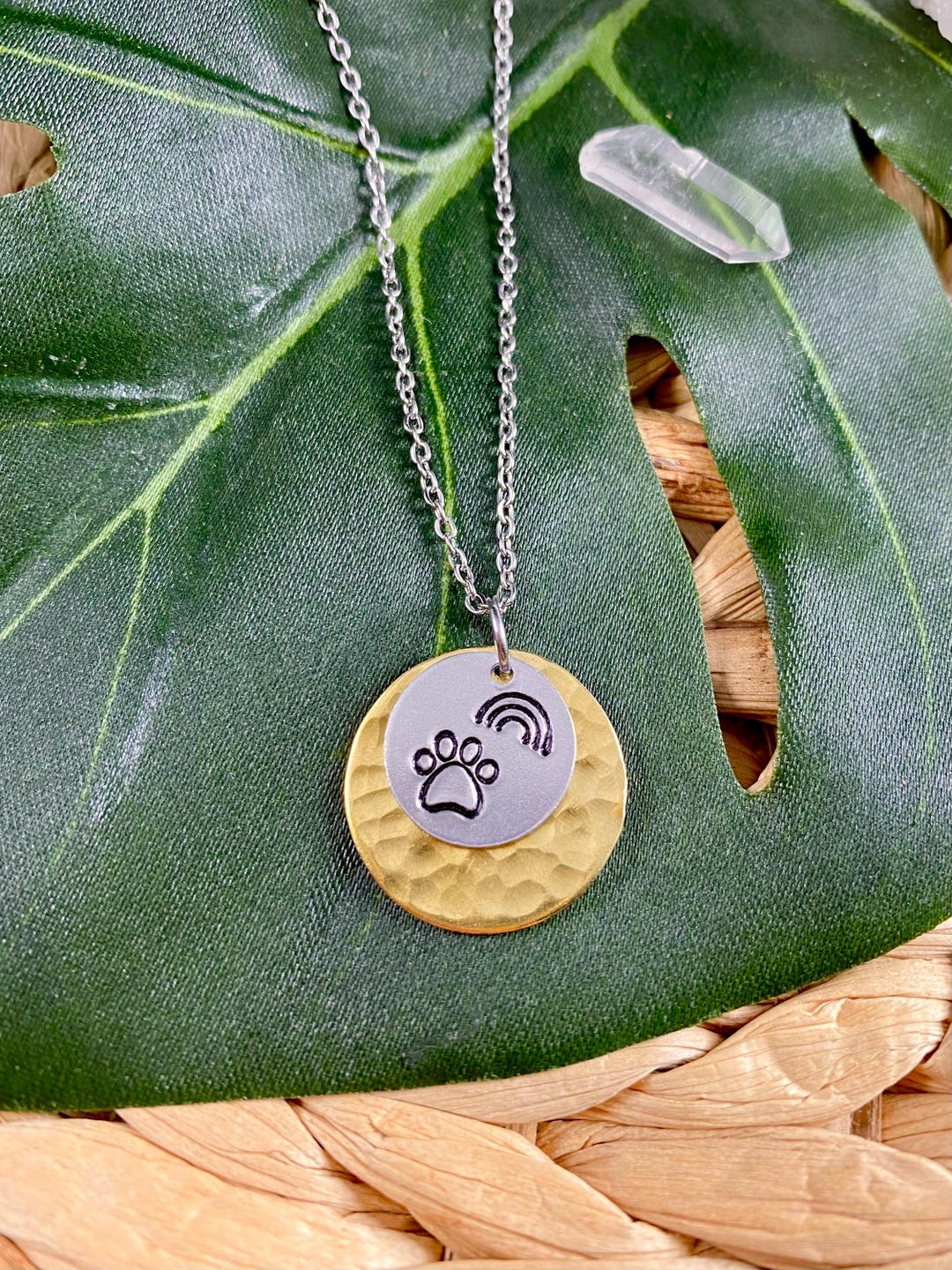 Rainbow Bridge Paw Print Necklace: Hand Stamped Pet Memorial Jewelry - Etsy