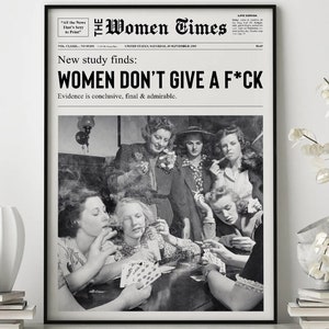 Newspaper Retro Wall Art, Black and White Art Poster,Trendy Newspaper Poster, Feminist News Print, Funky Cocktail Poster, Preppy Poster #2