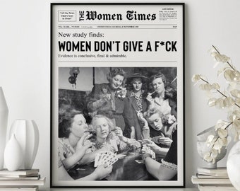 Newspaper Retro Wall Art, Black and White Art Poster,Trendy Newspaper Poster, Feminist News Print, Funky Cocktail Poster, Preppy Poster #2