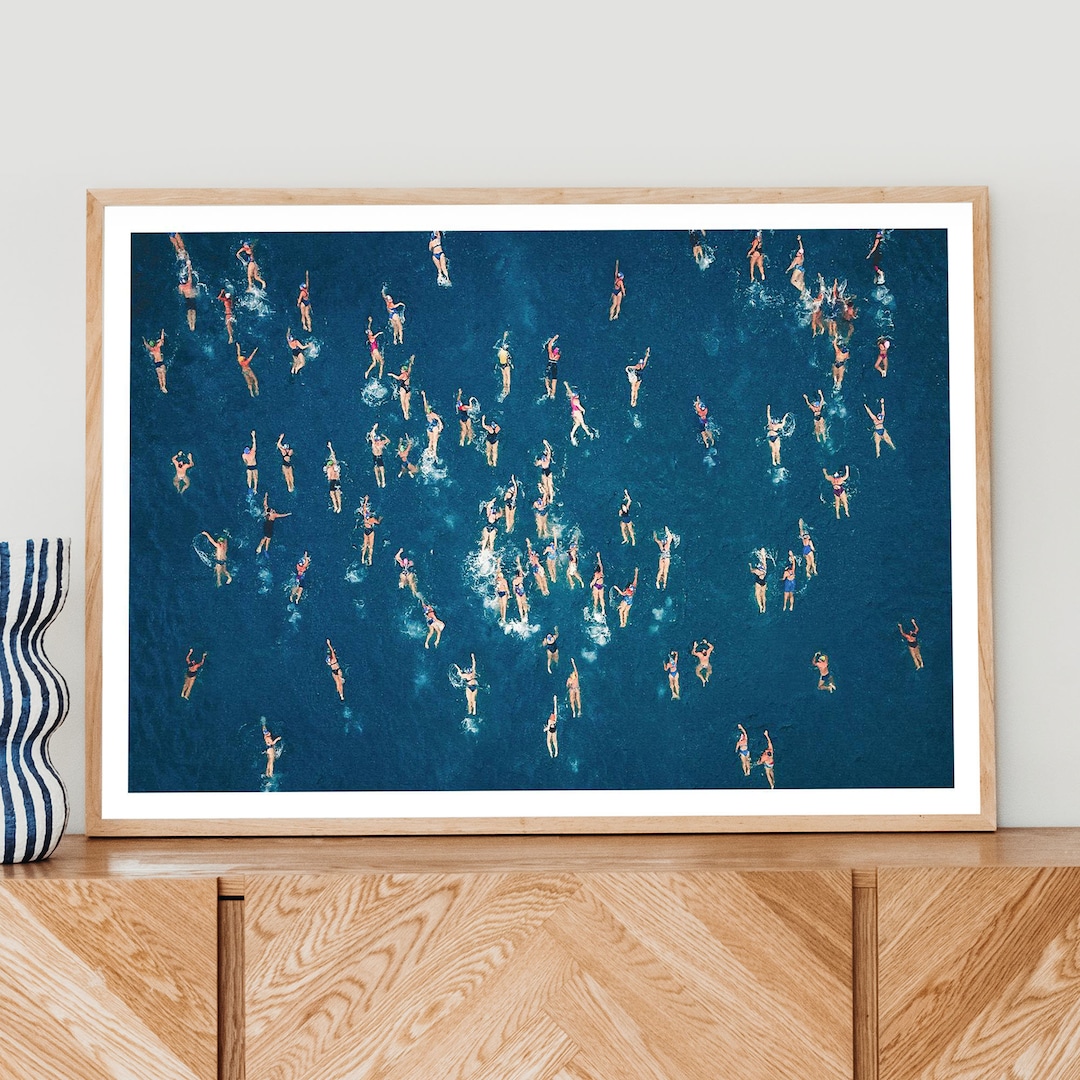Beach Wall Art Poster, Swimming Wall Art , Blue Beach Wall Art, Ocean