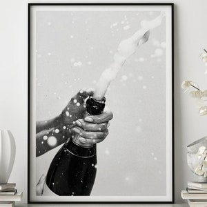 Champagner Flasche Poster, Bar Warenkorb Kunst, Bar Pub Schwarz und Weiß Wandkunst, Fotografie Drucke, Wand-Dekor, Wandkunst