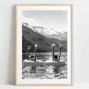 Lake Picnic Floaties Poster, Vintage Wall Art