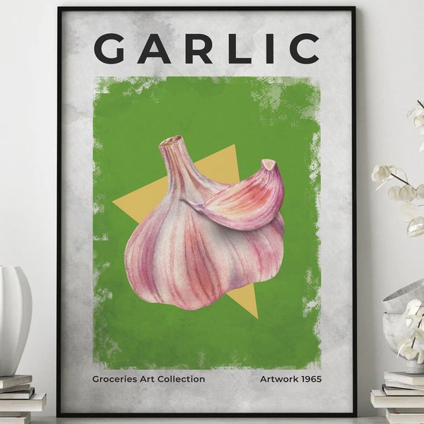 Garlic Vintage Art Poster, Garlic, Poster, Wall Art, Poster Print, Wall Decor, Retro, Vintage Style, Food, Kitchen Decor, Art, Decorative