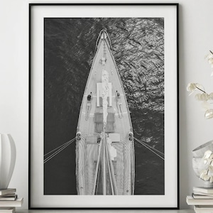 Women Sunbathing on Boat, Black and White Ocean Art, Yacht Wall Art, Women Luxury Life, Wall Art, Wall Decor, Summer Art, Beach Print