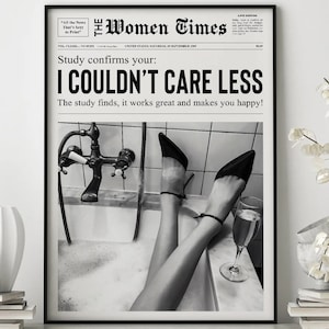 Trendy Art, Black And White Wall Art, Prints Newspaper News Prints, Retro Bar Cart Decor, Girly Aesthetic Art, Women print, Gift for her #2