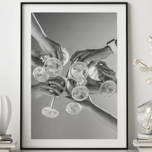 Cheers print, Bar Cart Wall Decor, Cheers Sign, Cheers wall Art, Bar Cart Accessories, Bar Cart Art, Alcohol Art, Wall Decor, Black & white