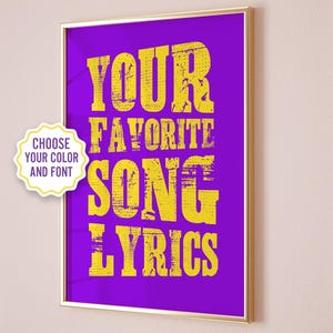 Custom Song Lyrics Print, Favorite Song Gift, Music Lover Gift, Customizable Gift, Lyric Poster, Anniversary Gift