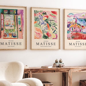 Matisse Print set Of 3, Matisse Wall Art, Mid Century Wall Art, Exhibition Art, Landscape Art, Premium Wall Art Poster, Wall Decor