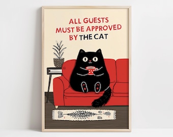Approuvé par l'affiche de chat, art mural drôle d'amoureux des chats