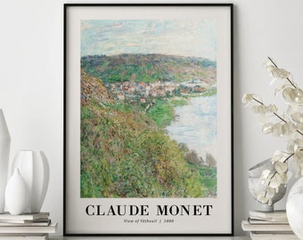 Claude Monet "View of Vetheuil", ingelijste poster, landschapsmuurkunst
