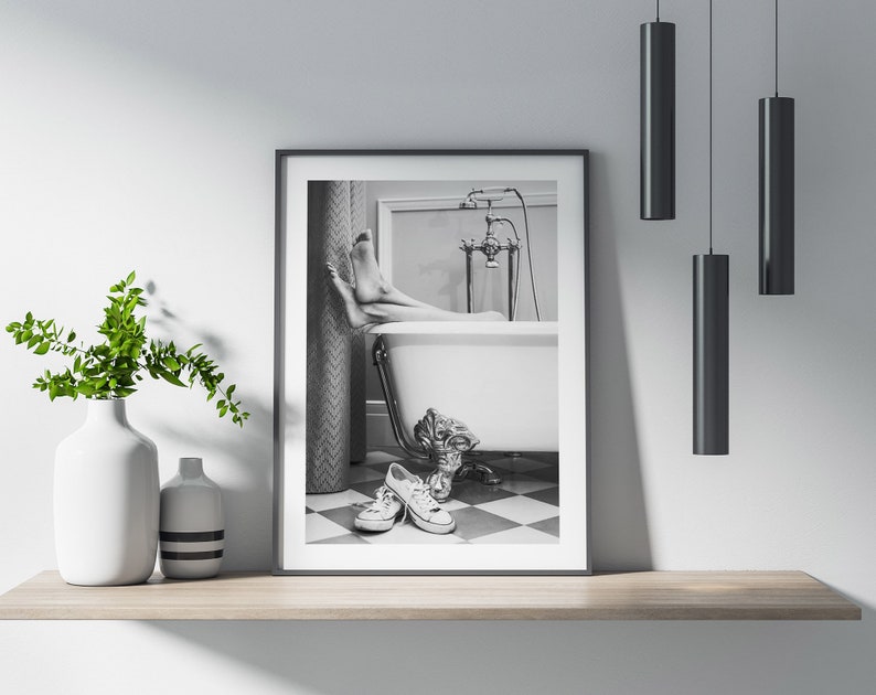 Woman in BathTub Print, Elegant Urban, Mindfulness Art, Bar Cart Decor, Teen Girl Art, Printable Feminist Poster, Wall Art Print image 3