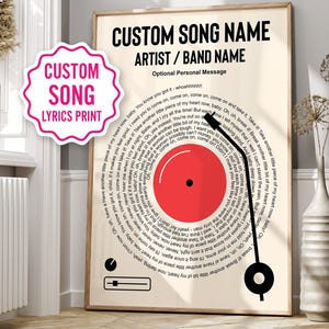 Custom Song Lyrics Print, Personalized Music Print, Music Lover Gift, Customizable Gift, Vinyl Lyric Poster, Anniversary Gift