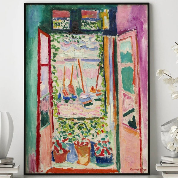 Henri Matisse 'Open raam' kunstprint, fauvisme, kleurrijk wanddecoratie