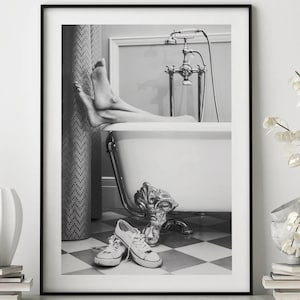 Woman in BathTub Print, Elegant Urban, Mindfulness Art, Bar Cart Decor, Teen Girl Art, Printable Feminist Poster, Wall Art Print