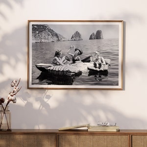 Women Eating Pasta on Lake, Vintage Wall Art, Funny Art, Pasta Picnic on Lake, Picnic on Lake, Art poster, Art print image 5