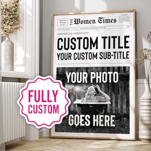 Custom Newspaper Print, Girl Dorm Room Art, Girls Having Fun Print, Best friend Gift, Trendy Print, Christmas Gift, Personalized Gift