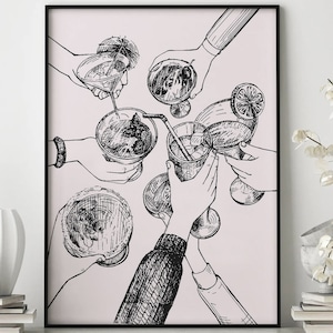 Cheers Print, Cheers Sign Print, Bar Cart Wall Decor, Cheers Wall Art, Bar Cart Accessories