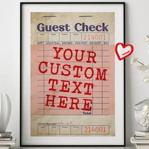 Aangepaste poster gastencheque, typografische print, preppy prints, wanddecoratie appartement, poster aangepaste quotes, gepersonaliseerde poster, trendy print