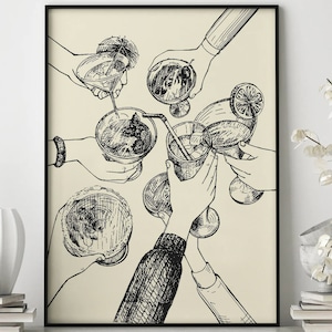 Proost zwart print, Proost bord print, barwagen wanddecoratie, cheers kunst aan de muur, accessoires barwagen