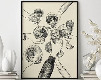 Cheers Print Black, Cheers Sign Print, Bar Cart Wall Decor, Cheers Wall Art, Bar Cart Accessories